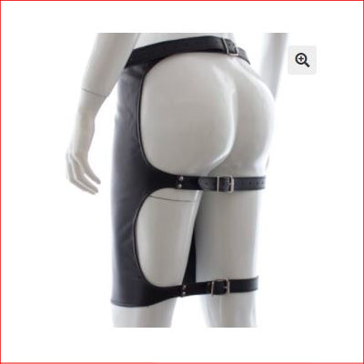 Leather Look Backless Buckle Skirt Black OS