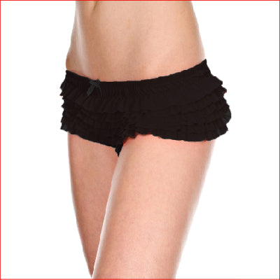 117 Soft Ruffle Tanga Short Black