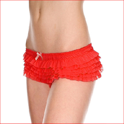 117 Soft Ruffle Tanga Short Red