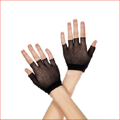 Fishnet Wrist Length Warmer Black Gloves