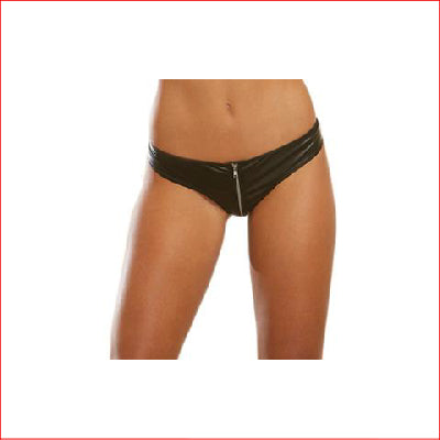 Dreamgirl 1423 Faux Leather Zip Black Medium