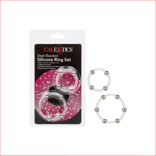 Steel Beaded Silicone Ring Set