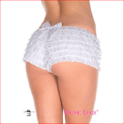 Ruffled Shorts with Back Bow White
