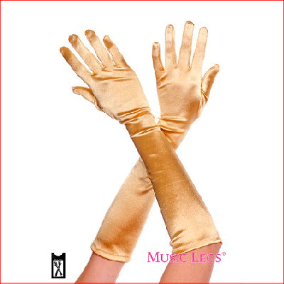 Satin Extra Long Gloves Gold