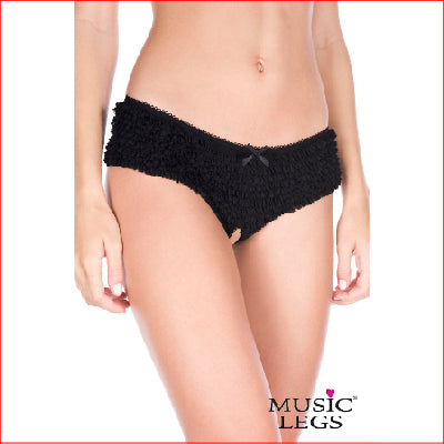 Soft Ruffle Mesh Crotchless BlkM/L