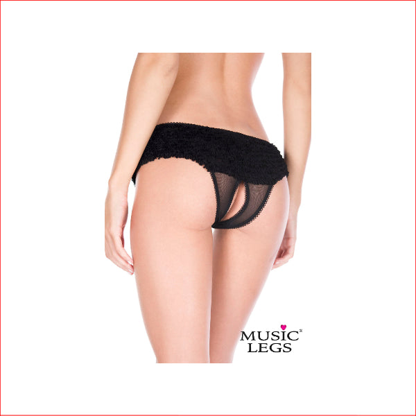 Soft Ruffle Mesh Crotchless Black S/M