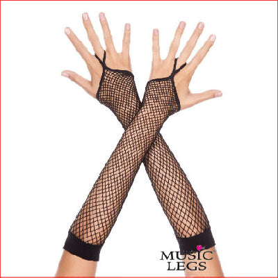Finger Loop Diamond Net Arm Warmer  Black OS