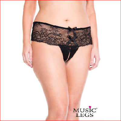 10001Q Back Bow Crotchless Black 1X/2X