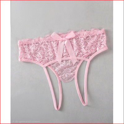 Lace Bow Crothchless Pink Large
