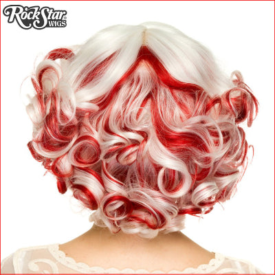 RockStar Wig Curly Bob Red & White Blend