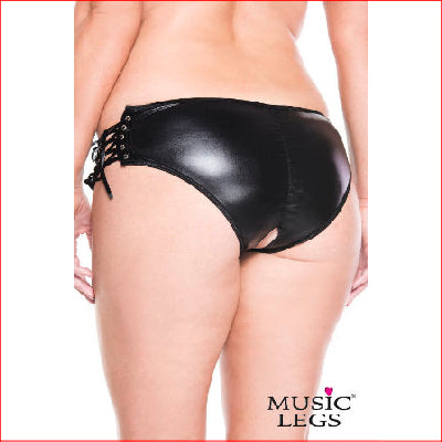 Wet Look Side Lace Up Crutchless 3X/4X