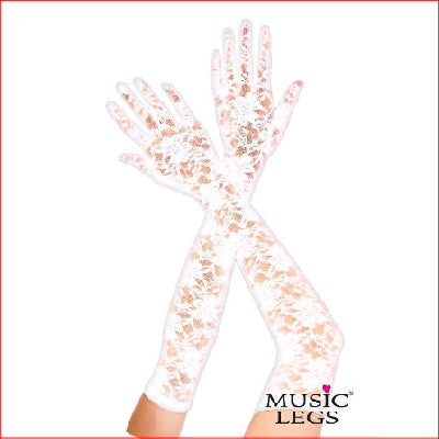 Extra Long Lace Gloves White