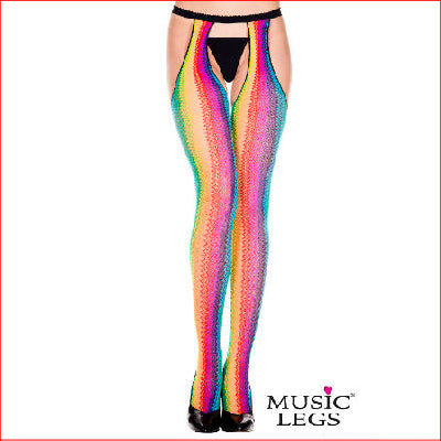 Rainbow Zig Zag Suspender Pantyhose