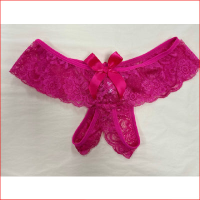 Lace Crutchless G-String Hot Pink 8