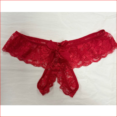 Lace Crutchless G-String Red 8