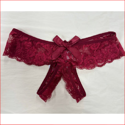 Lace Crutchless G-String Wine 12