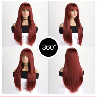 Colour Wig Long Straight Burgundy 26inch