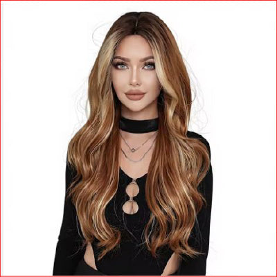 Wigs Long Natural Wave Golden Brown High
