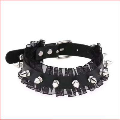 Choker Collar Lace with Rivot Spikes