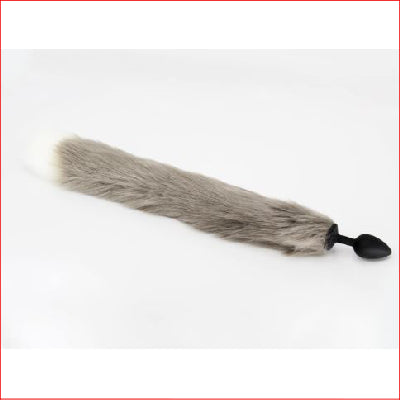 Silicone Fox Tail Grey/White Small
