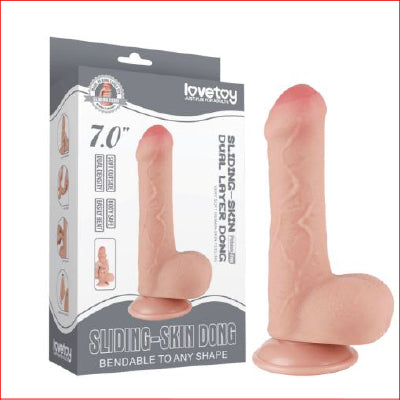 Sliding Skin 7" Dual Layer Dong (flesh)