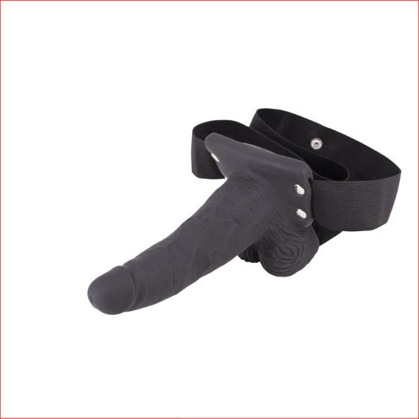 Hollow Strap On 6" USB Vibrating Black