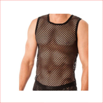 2310 Mens Mesh Singlet Black Large