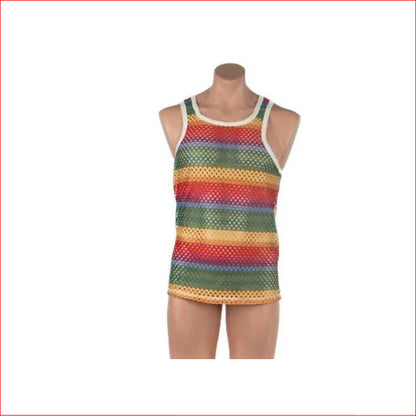 2313 Men's Rainbow Mesh Singlet M