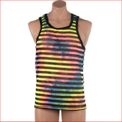 Tie Dye Stripe Singlet Medium Rainbow