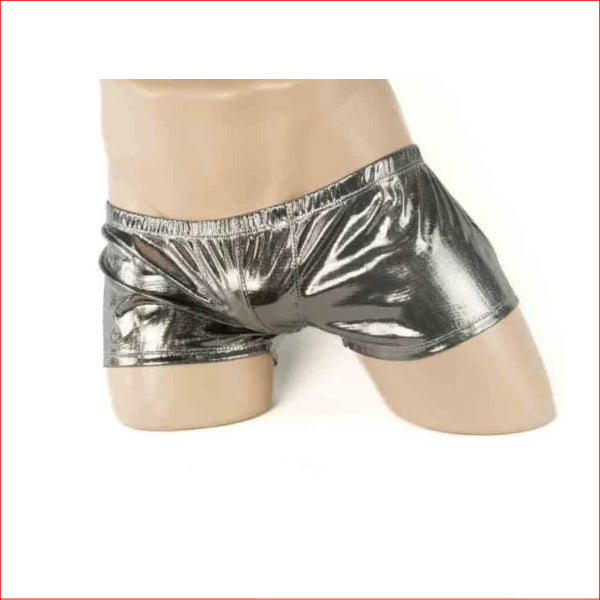 Mens Glitter Hot Pants Silver Large