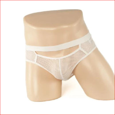232 Mens Mesh JockStrap White Large