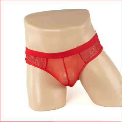 234 Mens Mesh Bumless Brief Red Large