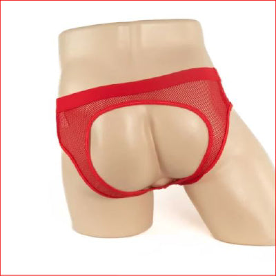 234 Mens Mesh Bumless Brief Red Medium