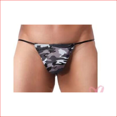 Mens Army Print G-String Grey Large