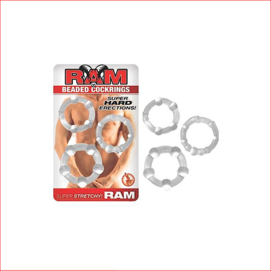 Ram Beaded Cock Ring Set Clear