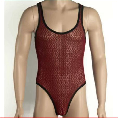 255 Mens Mesh Bodysuit Red Medium