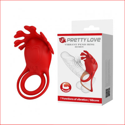 Pretty Love Vibrant Penis Ring Red Ruben