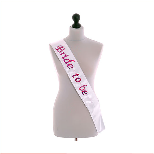 Bride To Be Flashing Sash White