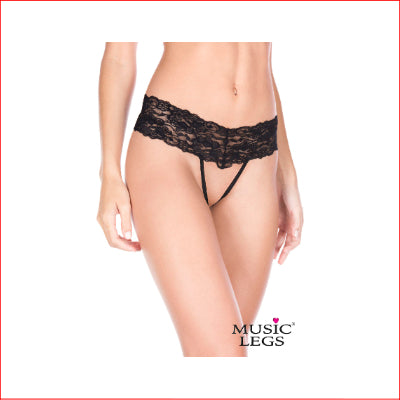 Open Front Lace G-String Black M/L