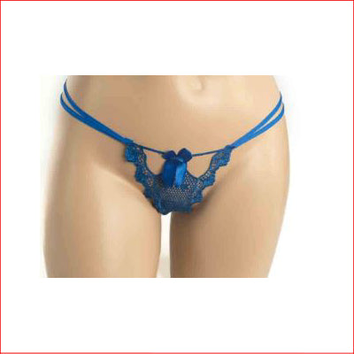 Mesh Applique G-String Blue O/S