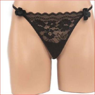 Jeweled Lace G-String Black O/S
