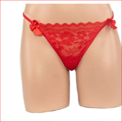 Jeweled Lace G-String Red O/S