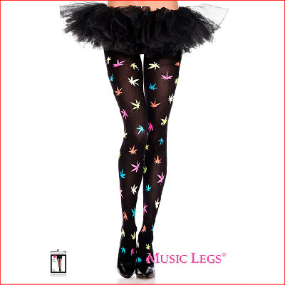 Multicolour Leaf Print Pantyhose