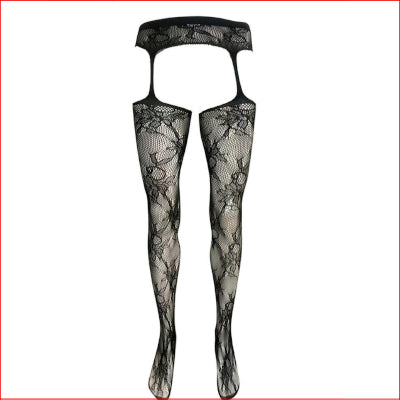 Sissy Fishnet Hollow Out Suspender Stockings O/S