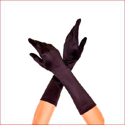 Satin Elbow Length Gloves Black