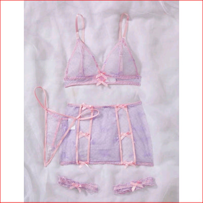 Lace Bow 5pce Set Lilac/Pink XL
