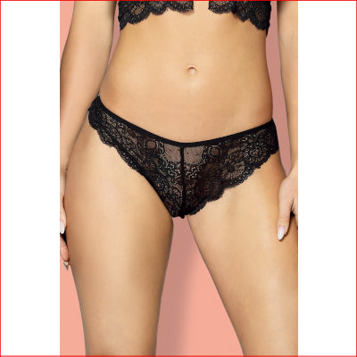 Lace Crotchless Panty S/M Black