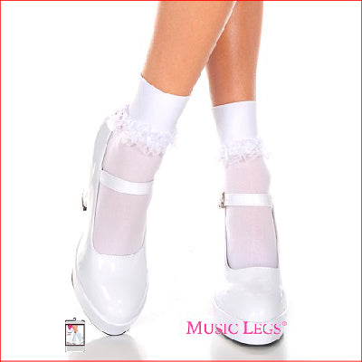 Opaque Ankle High with Ruffle Trim