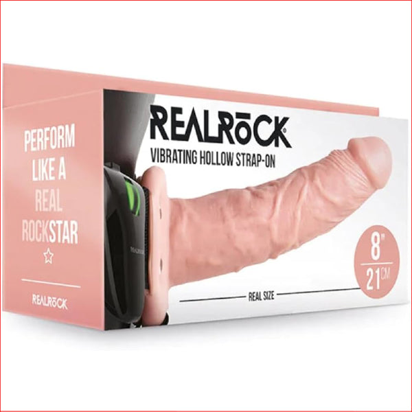 Realrock Hollow Strap On 8" Flesh