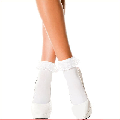 Lace Ruffle Opaque Anklet White